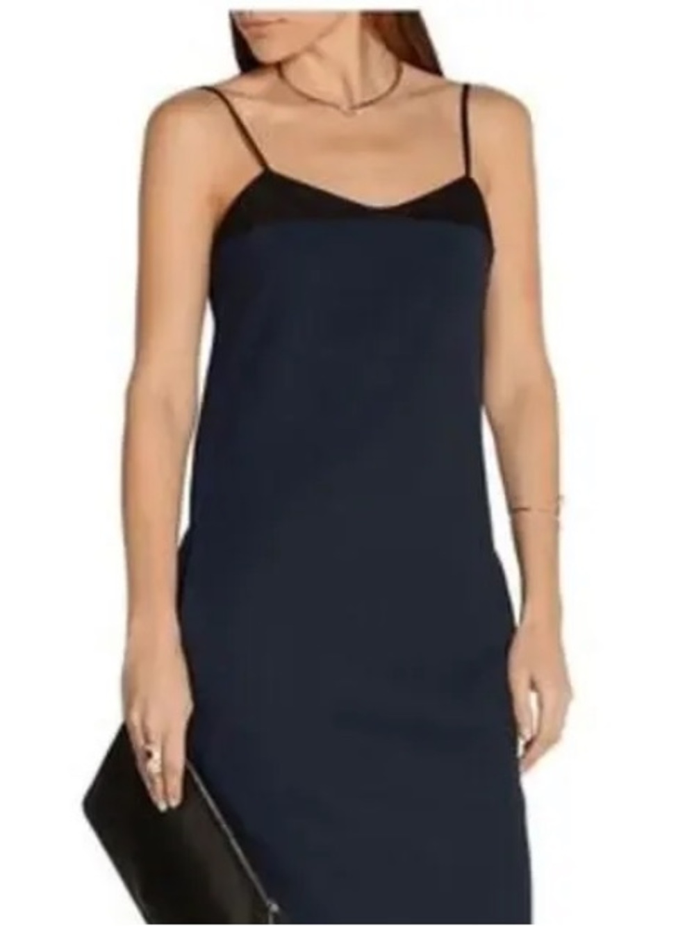 Nina Ricci 100% Silk Navy Black Midi Dress Sz 40
